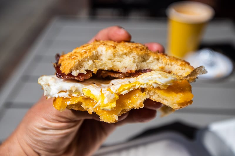 Biscuit with fried egg + cheese + bacon