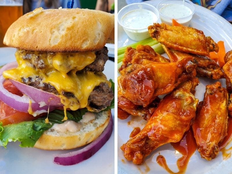a burger and wings
