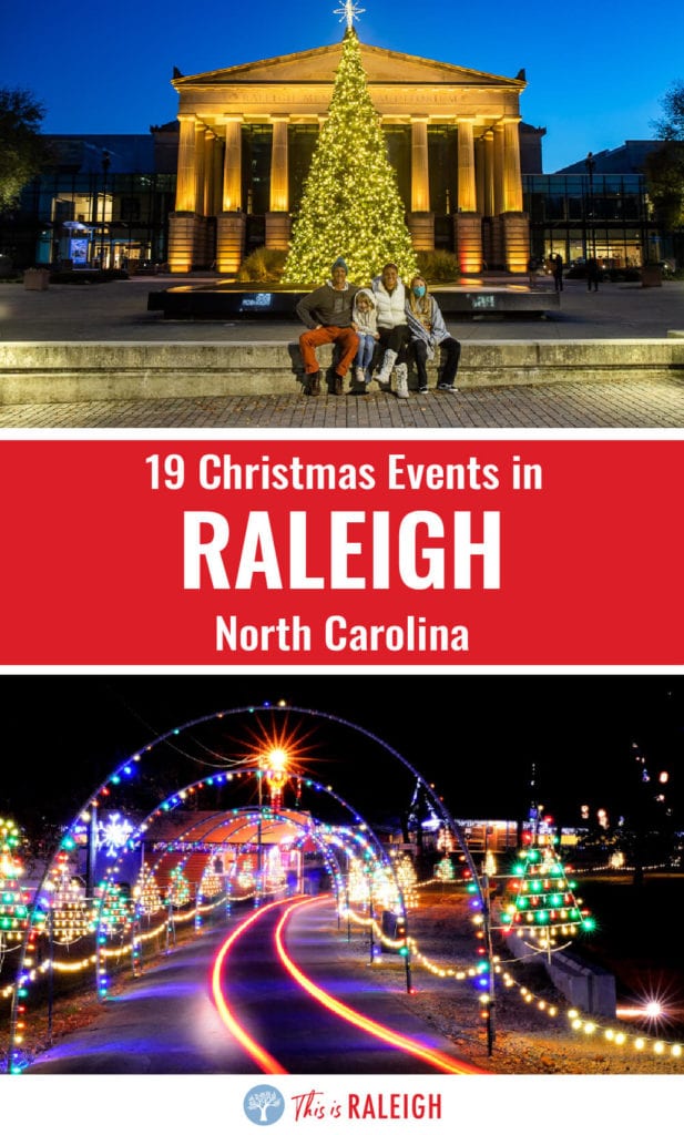 Looking for Christmas events in Raleigh NC? Check out this list of 19 fun holiday activities in Raleigh for the 2020 holiday season including light shows, getting your photo taken with Santa, holiday-themed cocktails and much more!