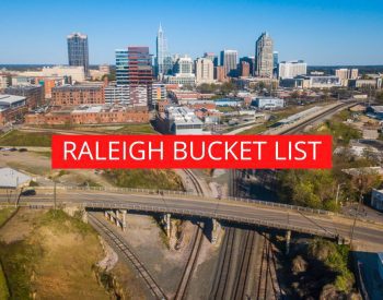 Aerial skyline view of downtown Raleigh