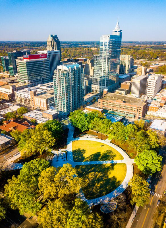 aerial view of Moore Square, downtown Raleigh