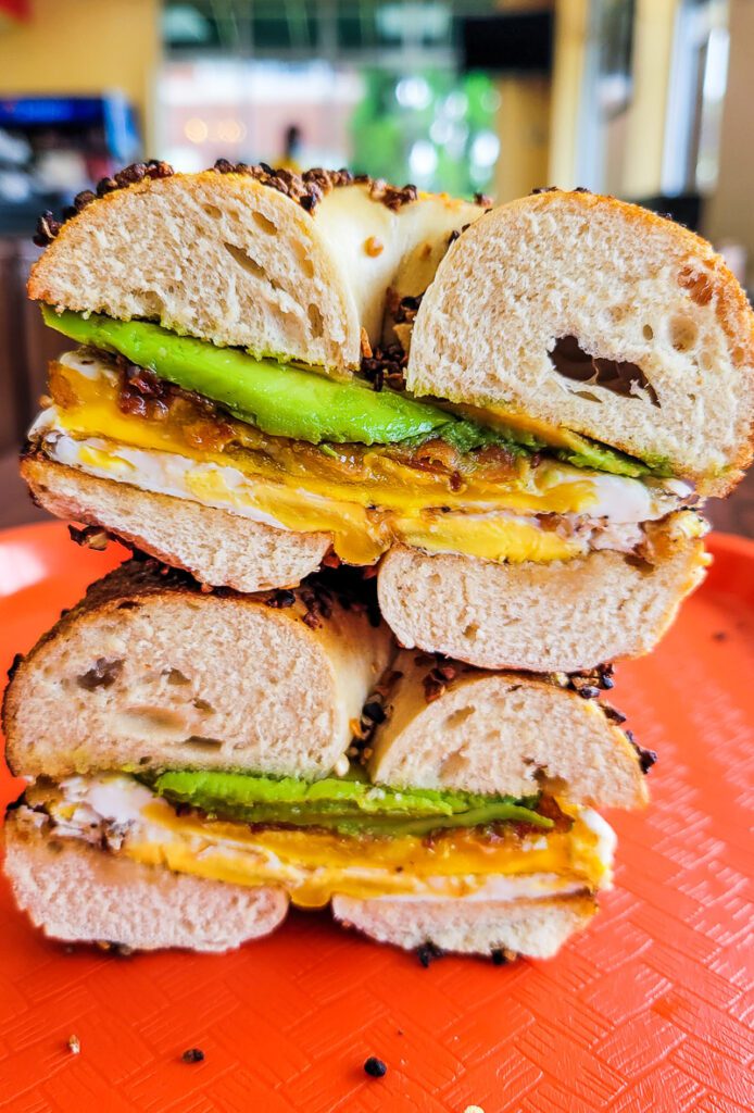Avocado breakfast bagel at NY Bagel Cafe & Deli