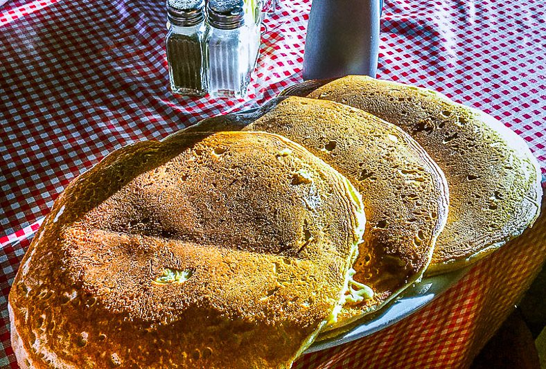 plate of large pancakes