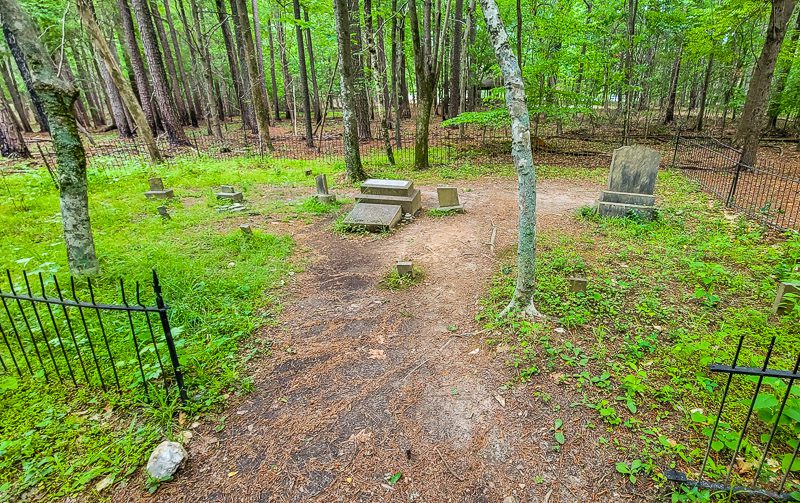 A graveyard in a forest in umstead state park