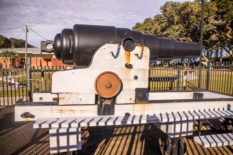 canon behind metal fence at Fort Fisher nc