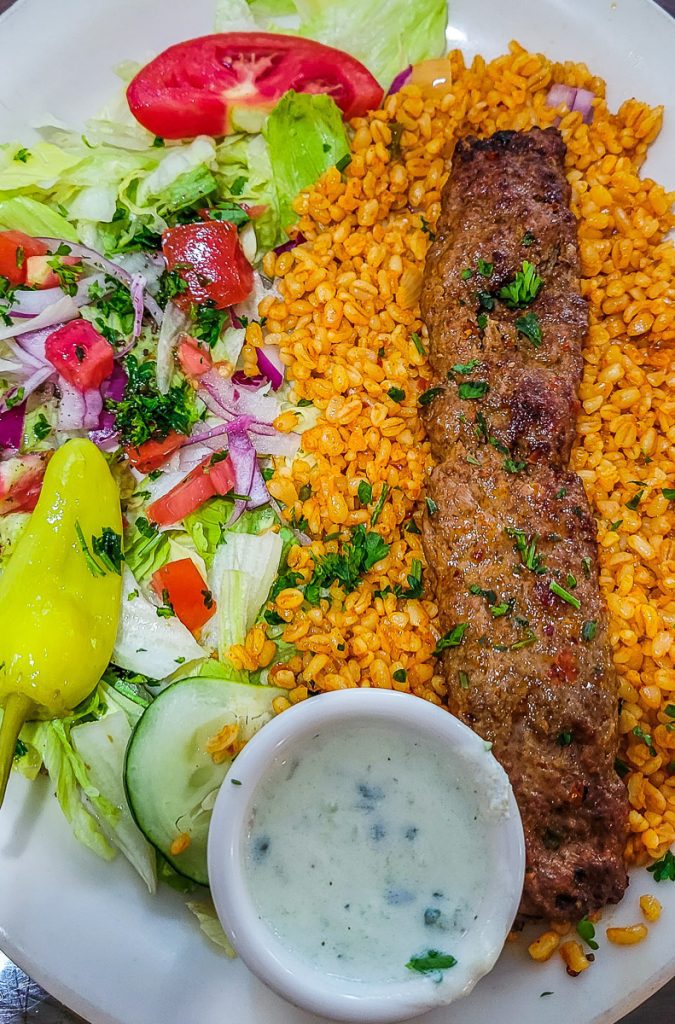 Plate of lamb and rice at Bosphorus Restaurant