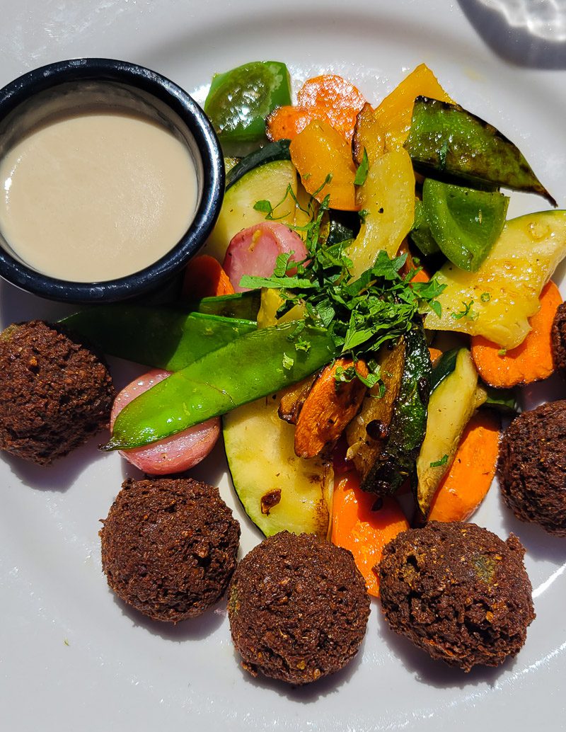 Felafal and vegetable dish at Sitti Lebanese restaurant in Raleigh