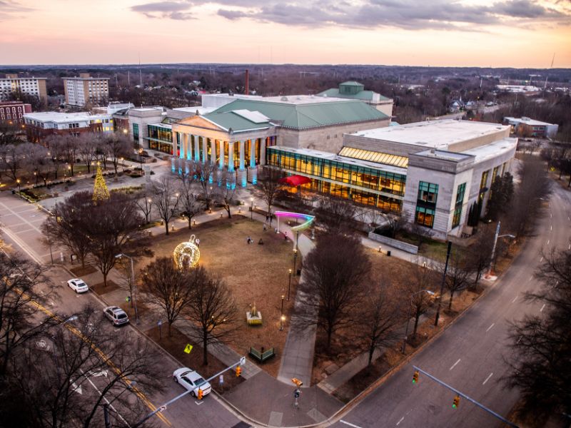 Elevated view of a performaing arts center