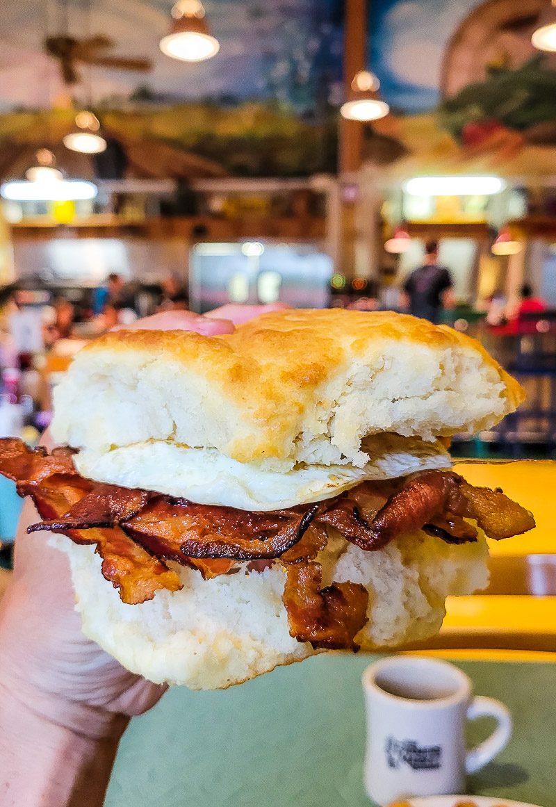 Egg and bacon biscuit