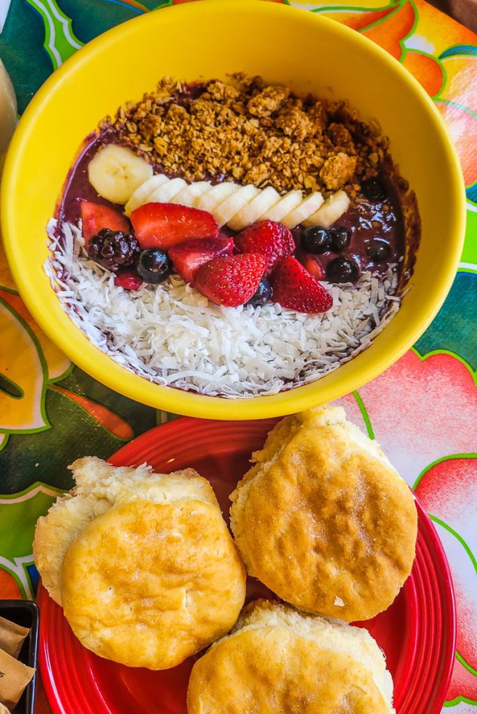 Acai bowl and biscuits