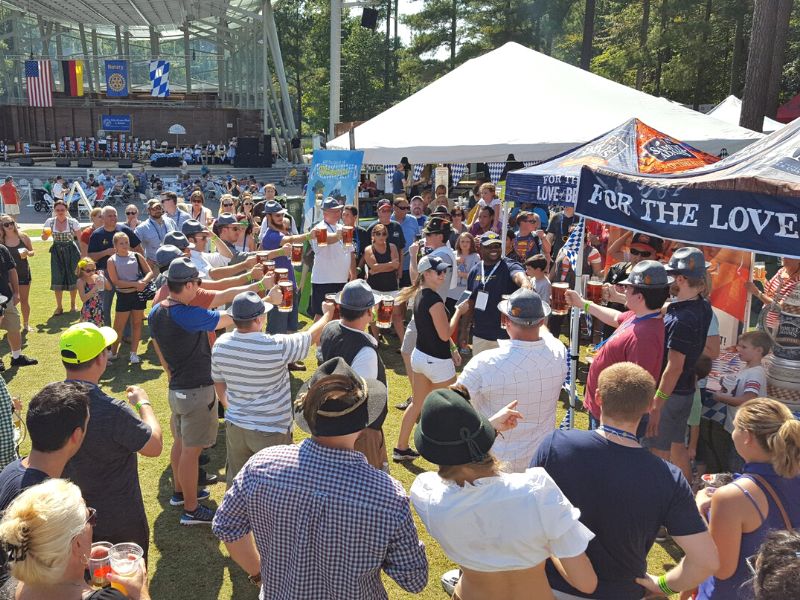 Large group of people at a beer festival - Oktoberfest Raleigh
