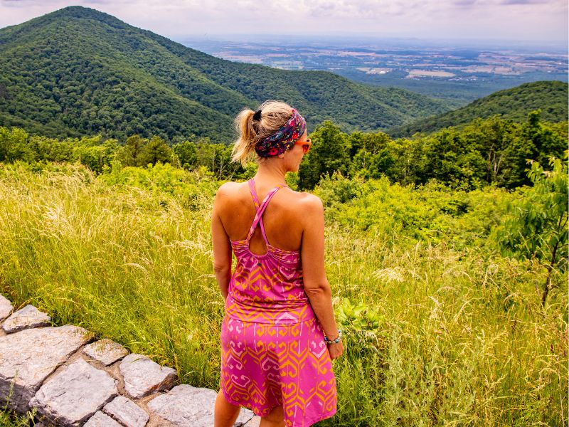 Lady overlooking a valley in Shenandoah National Park