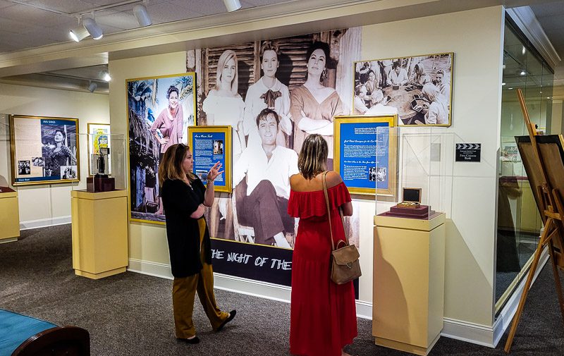 Two ladies looking ata display in a museum