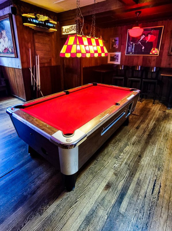 Pool table in a bar
