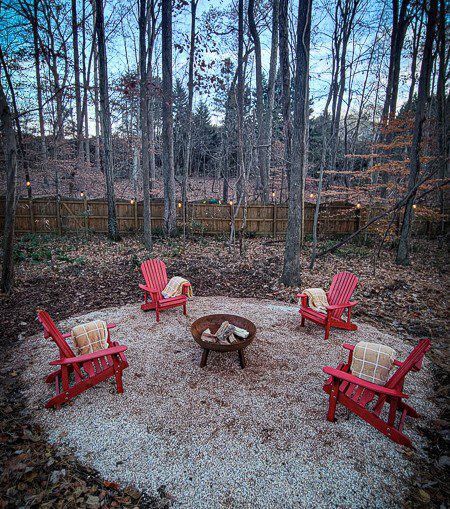 firepit with Adirondack chairs