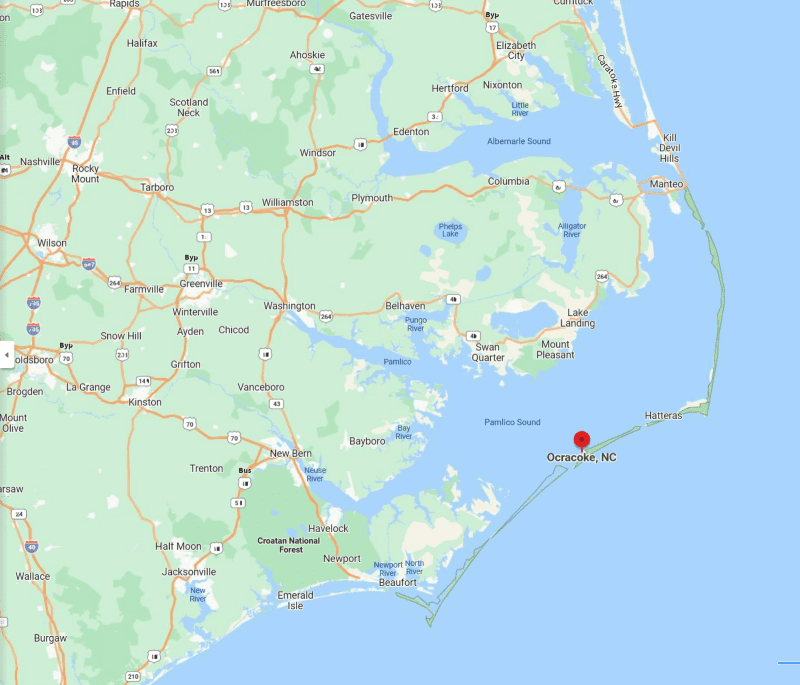 map of ocracoke island location in outer banks