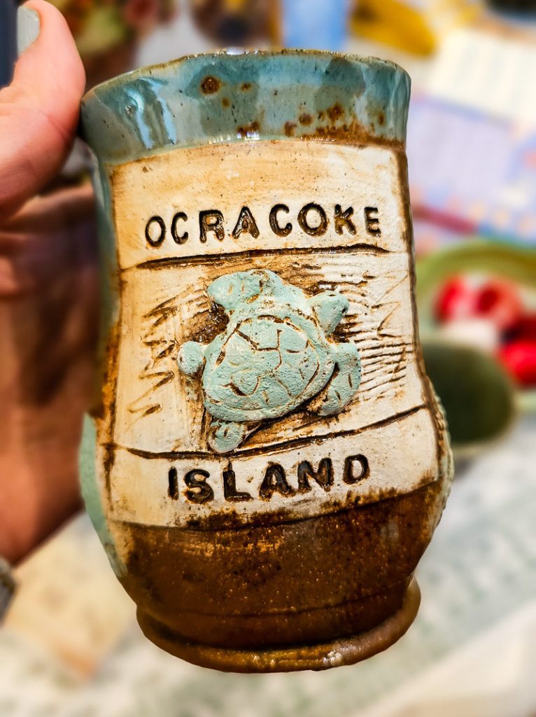 Coffee mug with Ocracoke Island on the outside