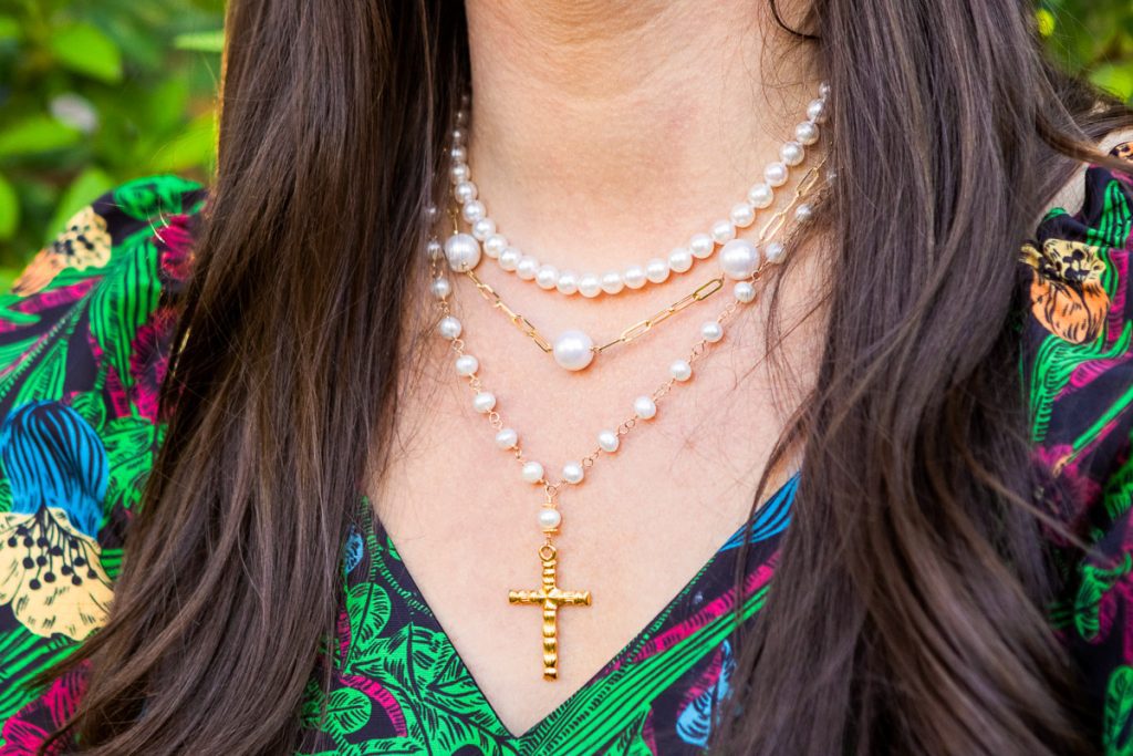Ladies neck showing necklaces