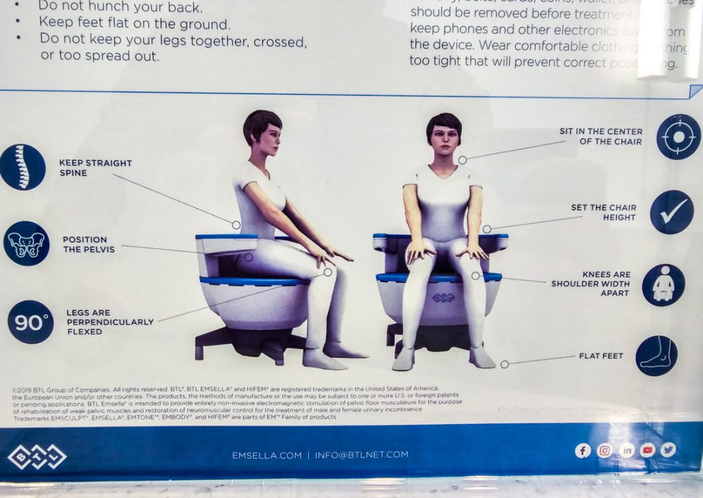 A medical brochure showing a person sitting on a chair