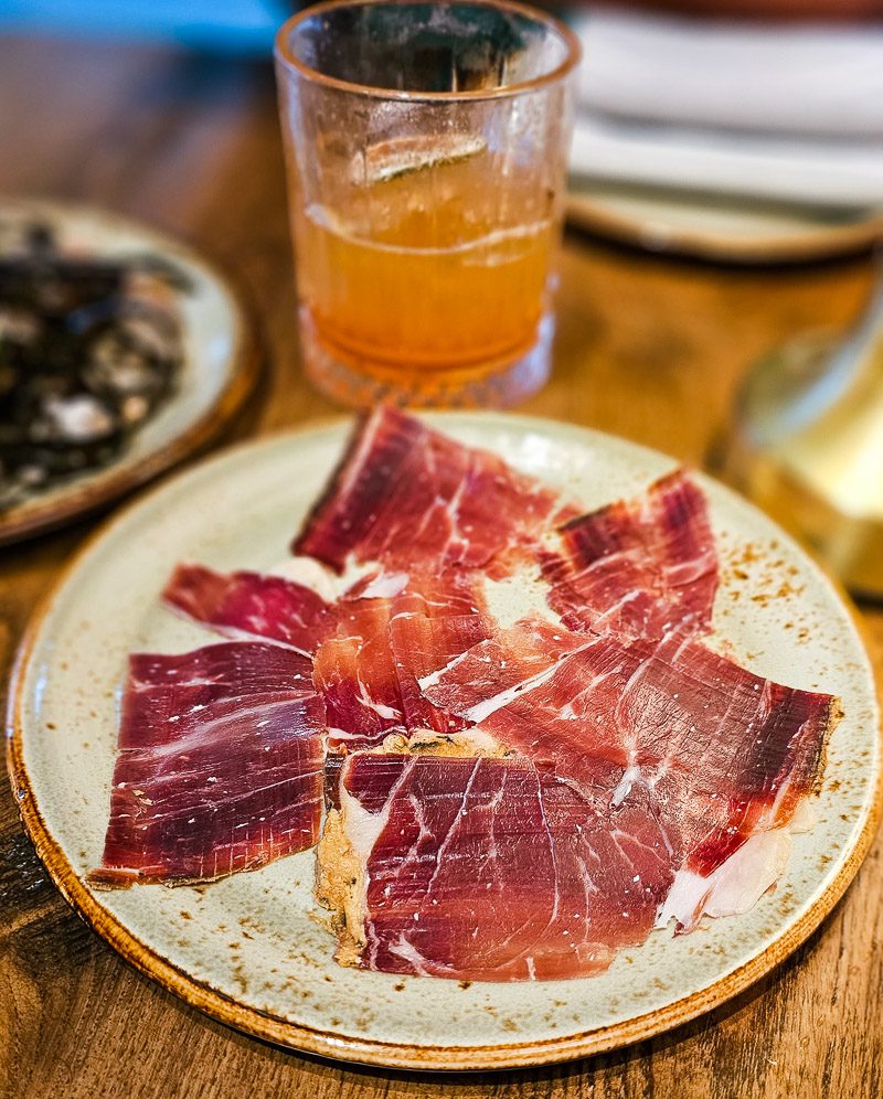 A plate Jamon, dry-cured ham