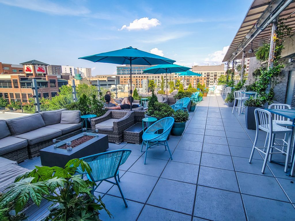 Rooftop patio at a bar