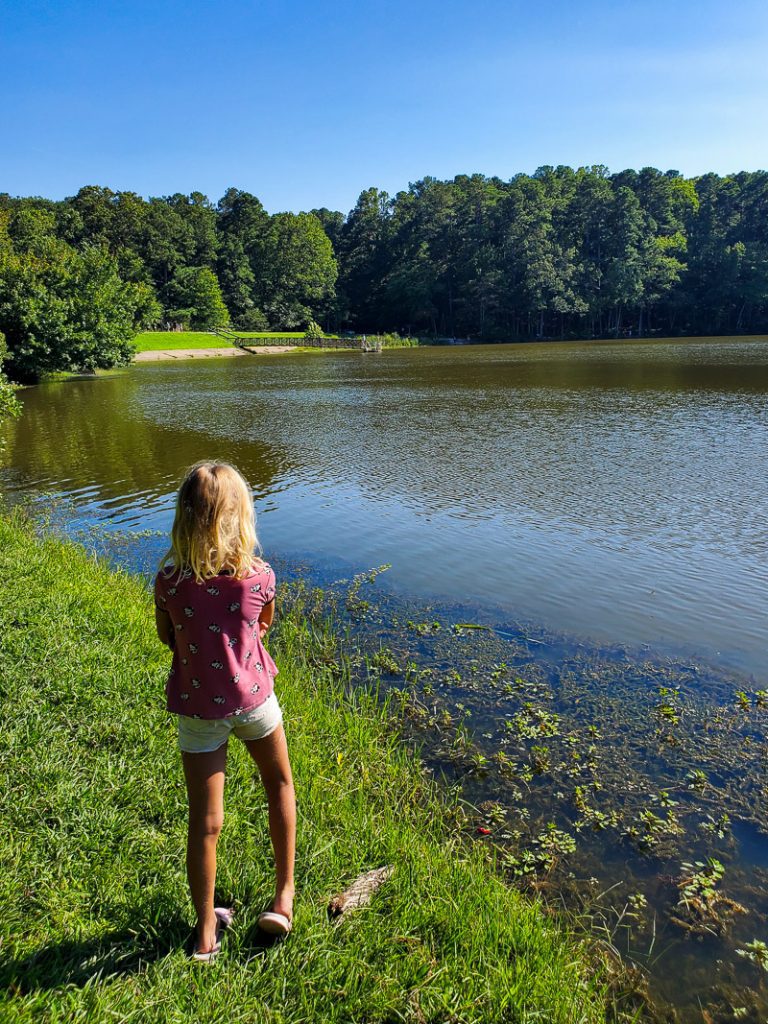 Young girl overlooking a lake