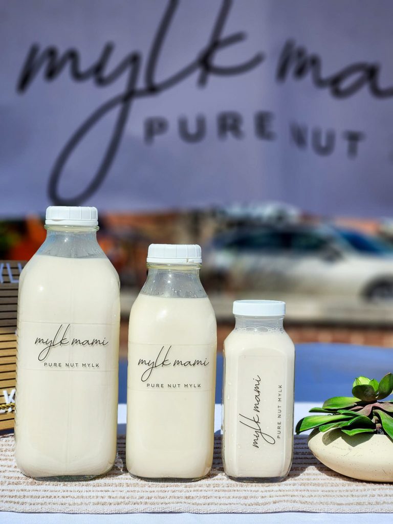 Milk for sale at a farmers market