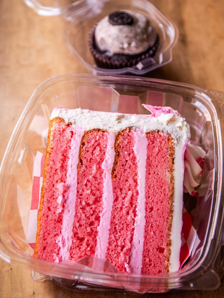 Slice of pink cake