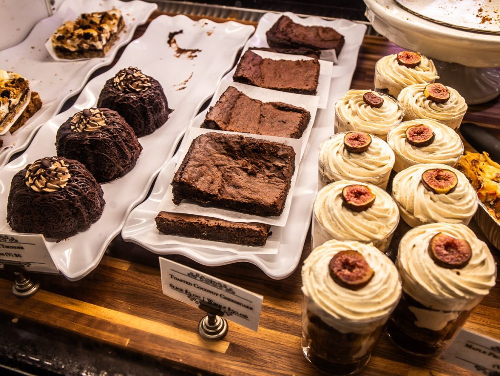 Selection of brownies and desserts