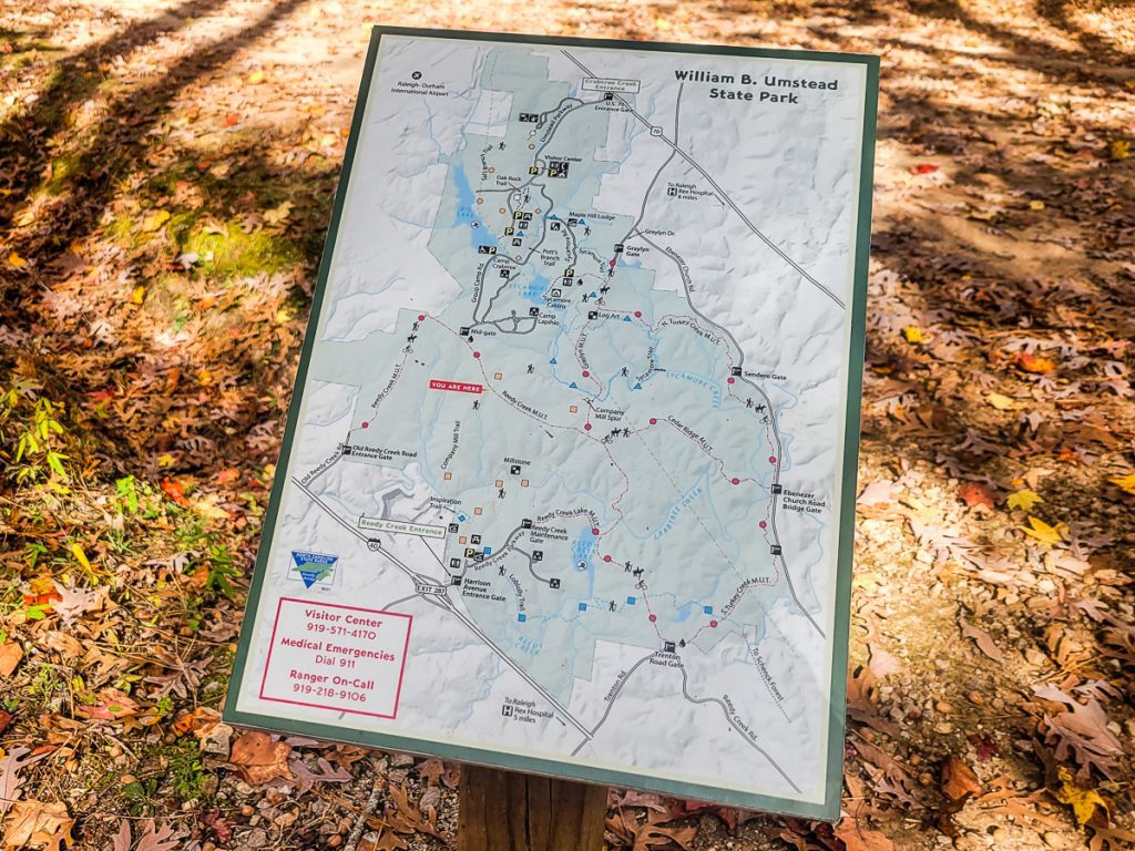 Map of a nature trail in a state park