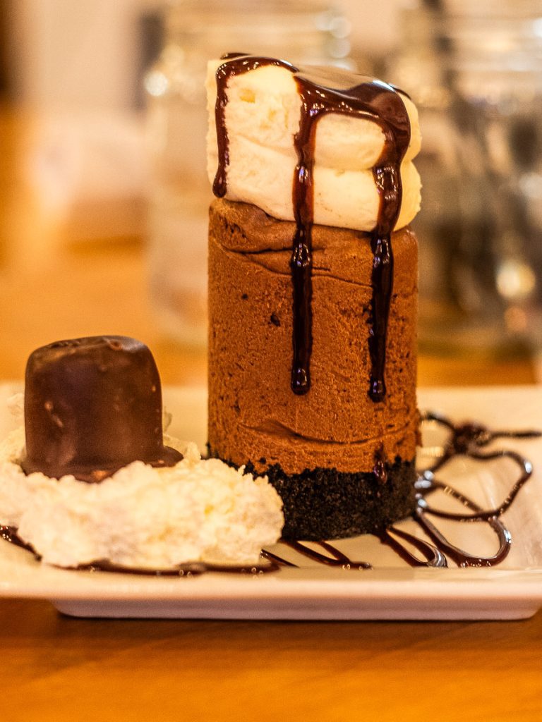 Chocolate dessert with ice cream