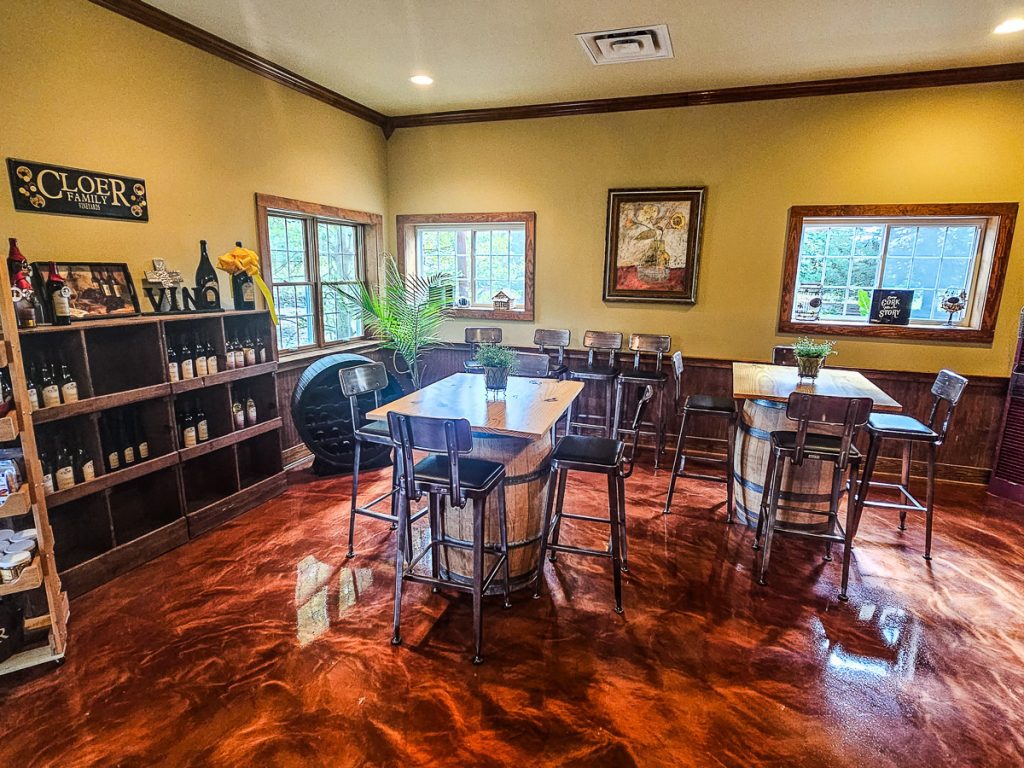 interior of wine tasting room